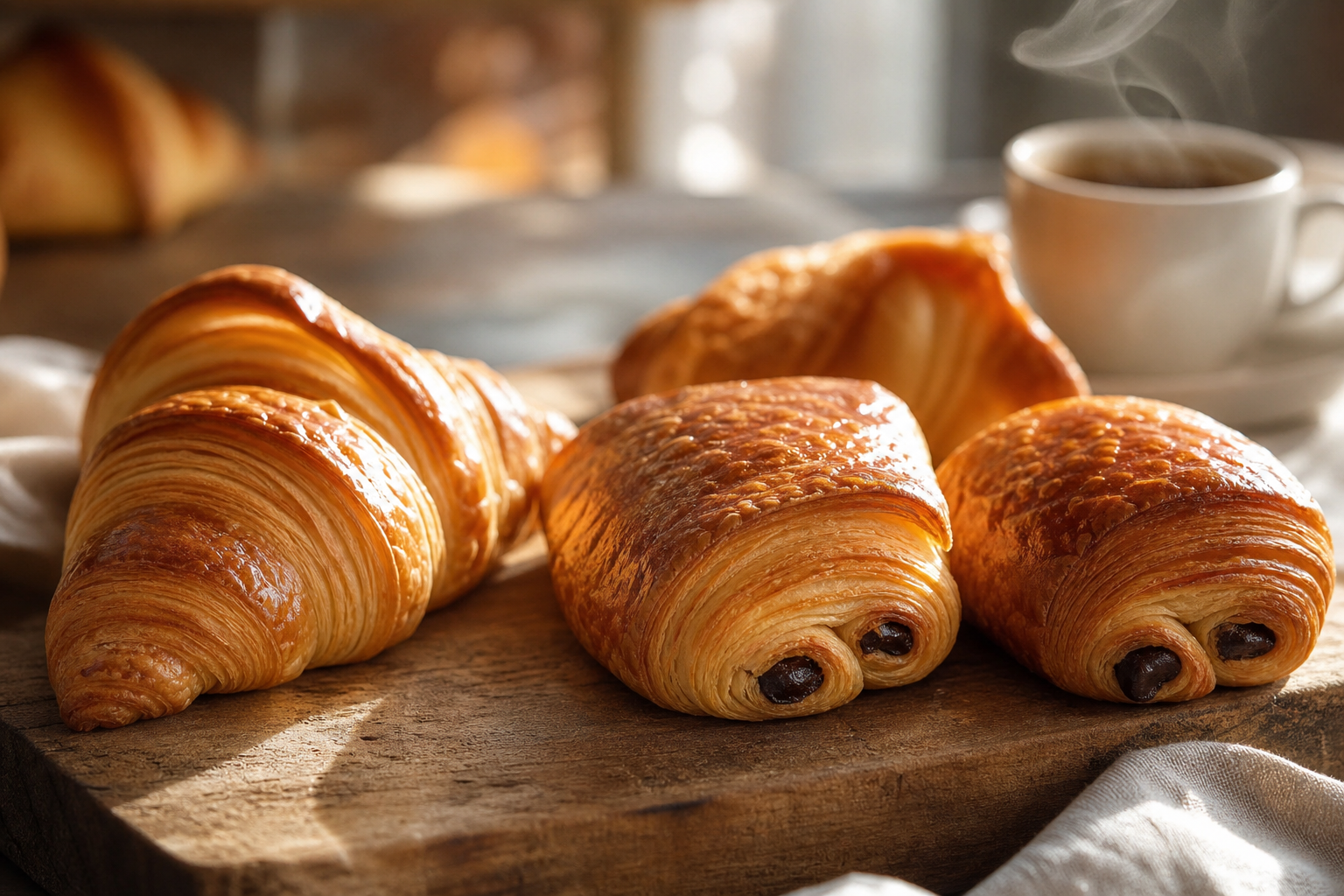Colazione con croissant e caffè